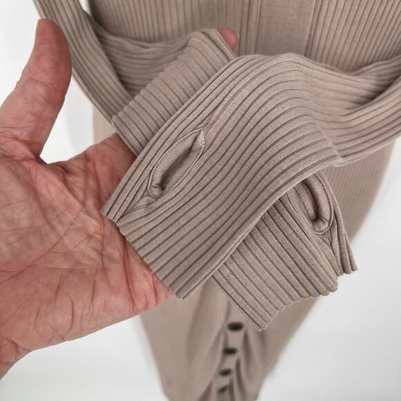 Enza Costa Womens Viscose Rib Cardigan Midi Long Sleeve Dress NEW Sz S Oatmeal - Picture 4 of 10